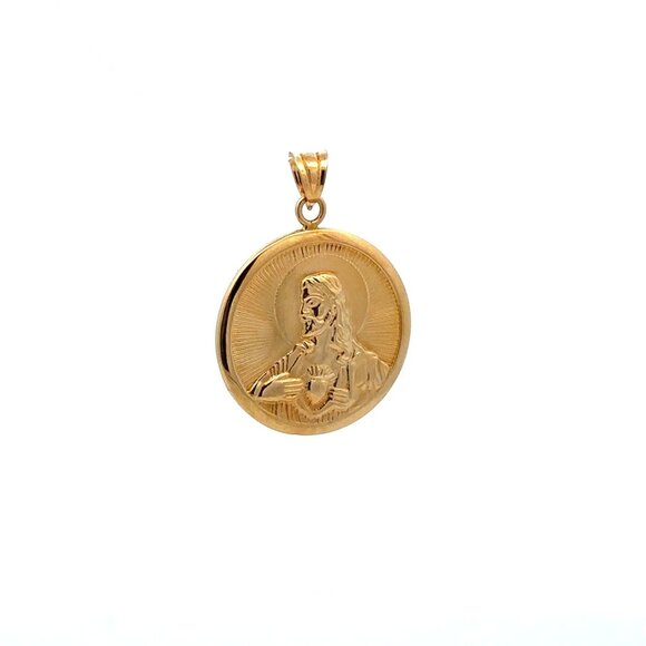 18K Gold Pendant Jesus Christ Saint Joseph Round 2.79 grams